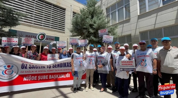 Bor Fizik Tedavi Hastanesi önünde HAK-İŞ'ten tepki