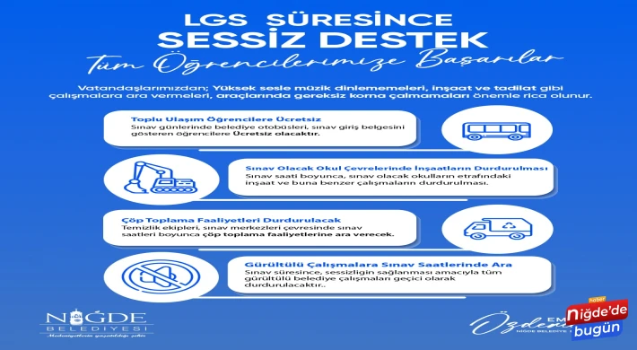 Niğde Belediyesi'nden LGS öğrencilerine tam destek