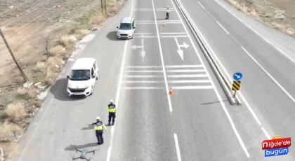 Ramazan Bayramında trafik güvenliği için drone destekli denetimler arttı.