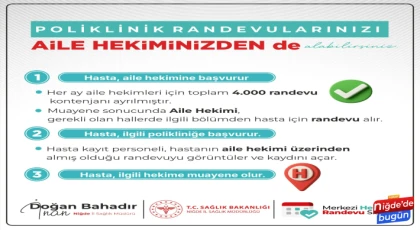 Aile hekimleri üzerinden poliklinik randevusu almak artık daha kolay