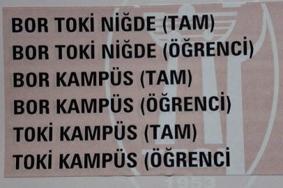 Niğde-Bor Otobüs Ücretlerine Zam Yapıldı