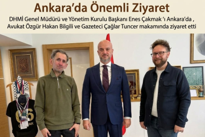 DHMİ Genel Müdürü ve Yönetim Kurulu Başkanı Enes Çakmak, Avukat Özgür Hakan Bilgili ve Gazeteci Çağlar Tuncer’i makamında ağırladı.